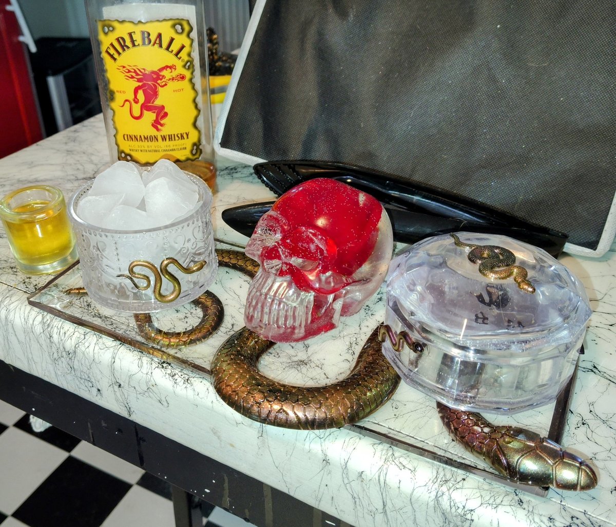 Snake bar tray serving tray comes with ice tray rose skull.